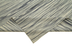 Degrade Kilim Grey Striped Cotton Wool Handmade Area Rug 9'10'' x 12'8''