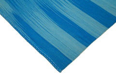 Degrade Kilim Blue Striped Cotton Wool Handmade Area Rug 9'11'' x 12'10''