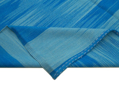 Degrade Kilim Blue Striped Cotton Wool Handmade Area Rug 9'11'' x 12'10''