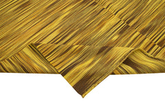 Degrade Kilim Yellow Striped Cotton Wool Handmade Area Rug 6'11'' x 12'1''