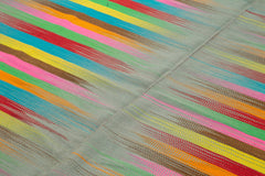 Degrade Kilim White Striped Cotton Wool Handmade Area Rug 6'8'' x 9'8''