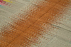 Degrade Kilim White Striped Cotton Wool Handmade Area Rug 6'11'' x 10'4''