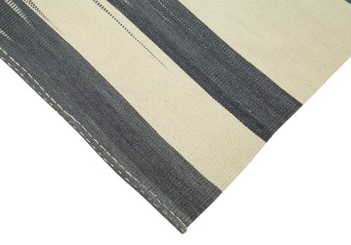 Degrade Kilim Beige Striped Cotton Wool Handmade Area Rug 5'10'' x 9'1''