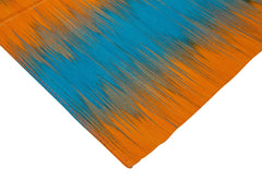 Degrade Kilim Orange Striped Cotton Wool Handmade Area Rug 6'8'' x 9'5''