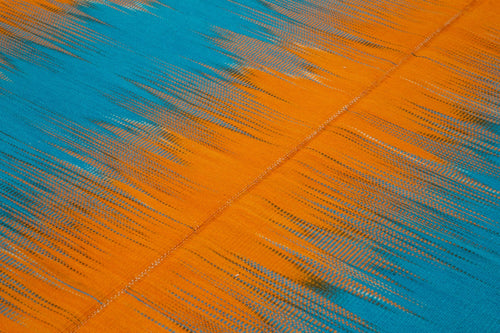 Degrade Kilim Orange Striped Cotton Wool Handmade Area Rug 6'8'' x 9'5''