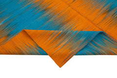 Degrade Kilim Orange Striped Cotton Wool Handmade Area Rug 6'8'' x 9'5''