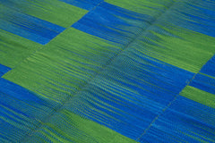 Degrade Kilim Blue Striped Cotton Wool Handmade Area Rug 6'11'' x 8'4''