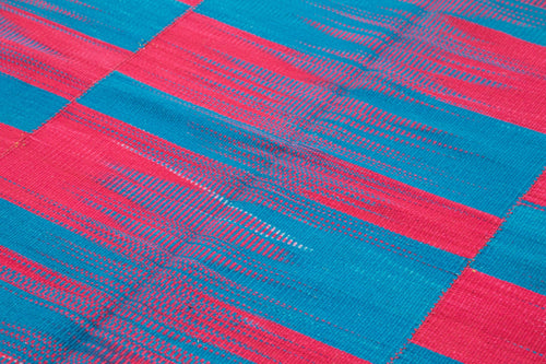 Degrade Kilim White Striped Cotton Wool Handmade Area Rug 6'8'' x 9'2''