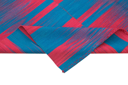 Degrade Kilim White Striped Cotton Wool Handmade Area Rug 6'8'' x 9'2''