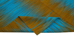 Degrade Kilim Brown Striped Cotton Wool Handmade Area Rug 6'9'' x 9'6''