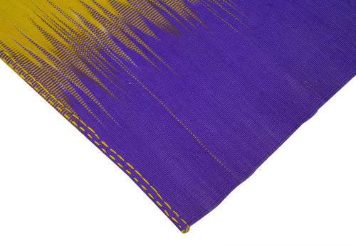 Degrade Kilim Purple Striped Cotton Wool Handmade Area Rug 6'7'' x 9'3''