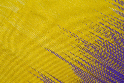 Degrade Kilim Purple Striped Cotton Wool Handmade Area Rug 6'7'' x 9'3''