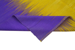 Degrade Kilim Purple Striped Cotton Wool Handmade Area Rug 6'7'' x 9'3''