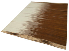 Degrade Kilim Brown Striped Cotton Wool Handmade Area Rug 5'11'' x 8'2''