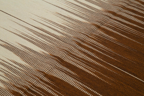 Degrade Kilim Brown Striped Cotton Wool Handmade Area Rug 5'11'' x 8'2''