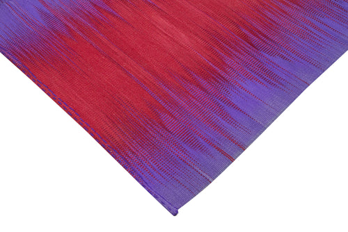 Degrade Kilim Purple Striped Cotton Wool Handmade Area Rug 6'7'' x 9'5''