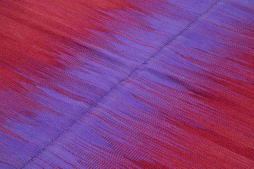 Degrade Kilim Purple Striped Cotton Wool Handmade Area Rug 6'7'' x 9'5''