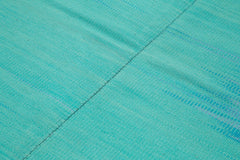 Degrade Kilim Turquoise Striped Cotton Wool Handmade Area Rug 6'10'' x 8'6''