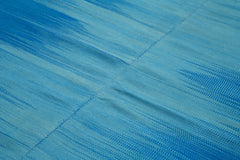 Handmade Area Rug - Blue Striped Kilim Cotton Wool 6'9"x9'3" Durable Vintage Turkish