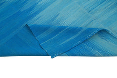 Degrade Kilim Blue Striped Cotton Wool Handmade Area Rug 6'9'' x 8'8''