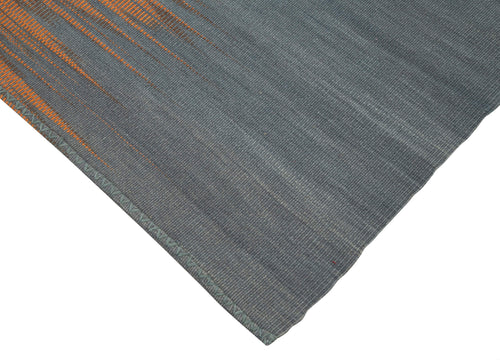 Degrade Kilim Orange Striped Cotton Wool Handmade Area Rug 5'10'' x 8'8''