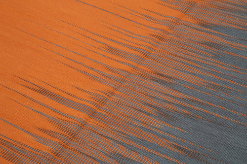 Degrade Kilim Orange Striped Cotton Wool Handmade Area Rug 5'10'' x 8'8''
