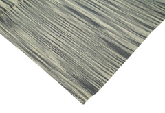 Handmade Area Rug – Grey Striped Kilim Cotton Wool Vintage Turkish Carpet 6'9"x9'6"