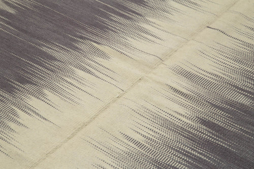 Degrade Kilim Purple Striped Cotton Wool Handmade Area Rug 6'6'' x 9'7''