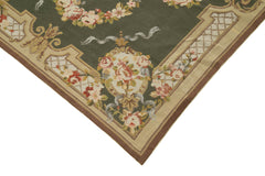 Needlepoint Floral Beige Floral Cotton Wool Handmade Area Rug 3'10'' x 5'9''