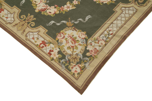 Needlepoint Floral Beige Floral Cotton Wool Handmade Area Rug 3'10'' x 5'9''