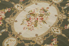 Needlepoint Floral Beige Floral Cotton Wool Handmade Area Rug 3'10'' x 5'9''