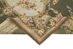 Needlepoint Floral Beige Floral Cotton Wool Handmade Area Rug 3'10'' x 5'9''