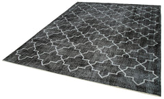 Geometric Carpet Black Geometric Cotton Wool Handmade Area Rug 7'7'' x 9'10''