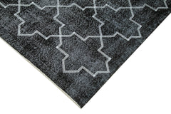 Geometric Carpet Black Geometric Cotton Wool Handmade Area Rug 7'7'' x 9'10''
