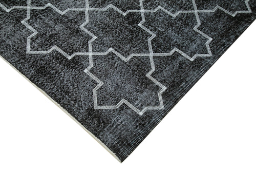 Geometric Carpet Black Geometric Cotton Wool Handmade Area Rug 7'7'' x 9'10''