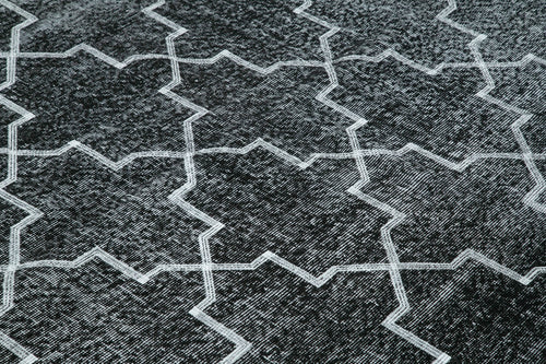 Geometric Carpet Black Geometric Cotton Wool Handmade Area Rug 7'7'' x 9'10''