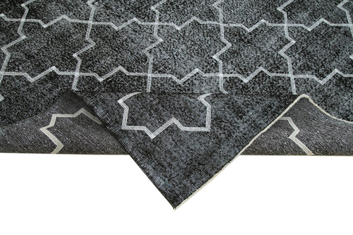 Geometric Carpet Black Geometric Cotton Wool Handmade Area Rug 7'7'' x 9'10''