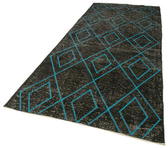Geometric Carpet Black Geometric Cotton Wool Handmade Area Rug 4'10'' x 12'9''