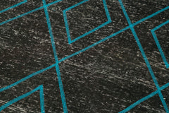 Geometric Carpet Black Geometric Cotton Wool Handmade Area Rug 4'10'' x 12'9''