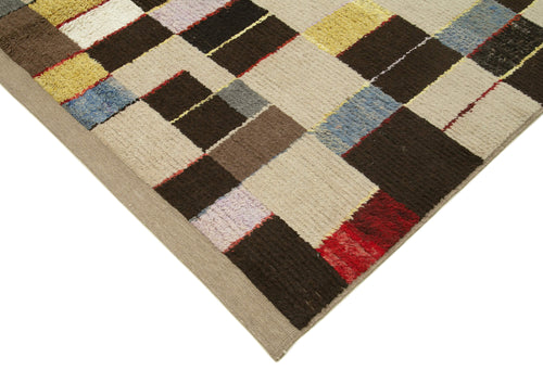 PonponBeige Geometric Cotton Wool Handmade Area Rug 8'0'' x 10'10''