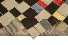 PonponBeige Geometric Cotton Wool Handmade Area Rug 8'0'' x 10'10''