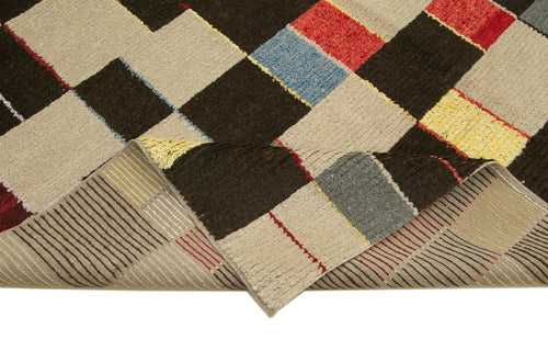 PonponBeige Geometric Cotton Wool Handmade Area Rug 8'0'' x 10'10''