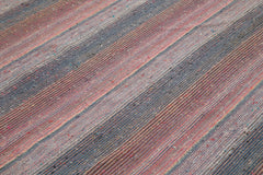 Chaput Kilim Brown Striped Cotton Wool Handmade Area Rug 7'10'' x 9'4''