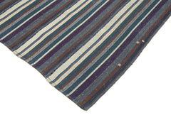 Chaput Kilim Purple Striped Cotton Wool Handmade Area Rug 6'3'' x 8'10''