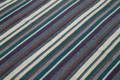 Chaput Kilim Purple Striped Cotton Wool Handmade Area Rug 6'3'' x 8'10''