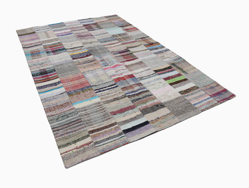 Kirk Yama Beige Patchwork Cotton Wool Handmade Area Rug 6'8'' x 9'10''