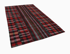 Kirk Yama Red Patchwork Cotton Wool Handmade Area Rug 6'3'' x 9'10''