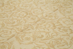 Needlepoint Floral Beige Floral Cotton Wool Handmade Area Rug 10'9'' x 14'7''