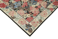 Needlepoint Floral Beige Floral Cotton Wool Handmade Area Rug 10'0'' x 13'11''