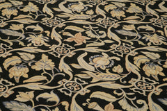 Needlepoint Floral Beige Floral Cotton Wool Handmade Area Rug 9'10'' x 13'9''